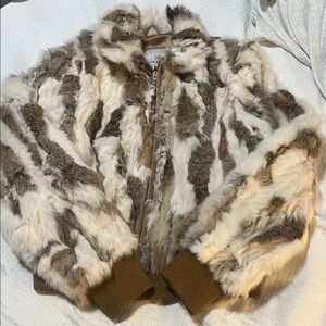 Wilsons Leather rabbit hair Fur leather Jacket - Brown and Cream